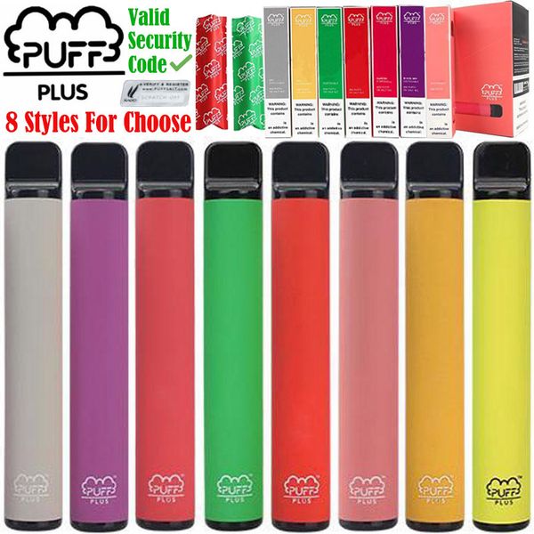 

СЛОЙКА BAR PLUS Одноразовые Vape Pen Kit 550mAh Аккумулятор 3,2 мл Предварительно заполненные Vape Бобы Стик Стиль Портативный электронные сигареты с действительным кодом безопасности