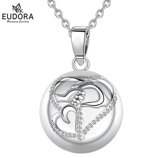 

eudora 20mm silver color mom baby hand to hand harmony bola ball angel caller pregnancy pendant necklace for women jewelry b356