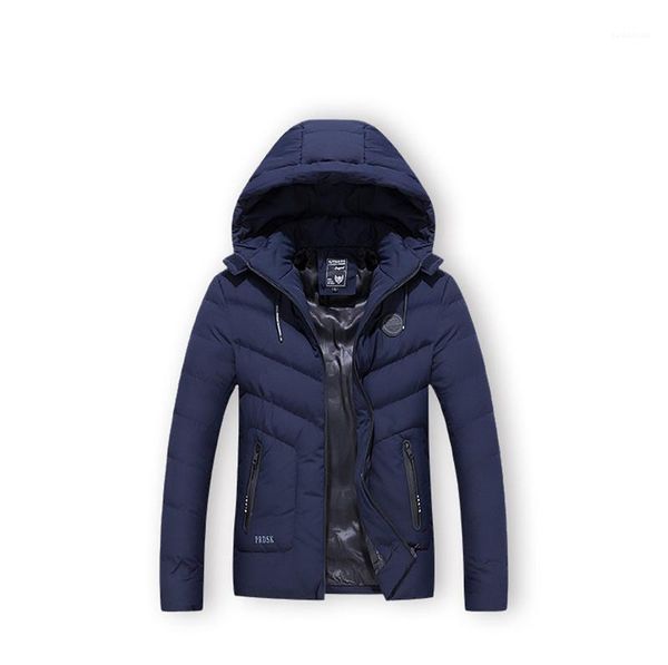 

designer thick warm mens zipper fly homme cotton padded jacket fashion solid mens winter parkas, Black