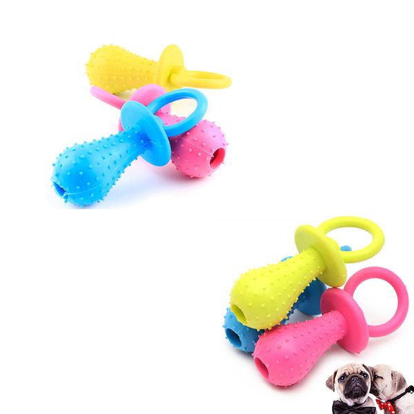 

6pcs rubber pacifier small bell training play molar ring chew toy for pet dog cat random new