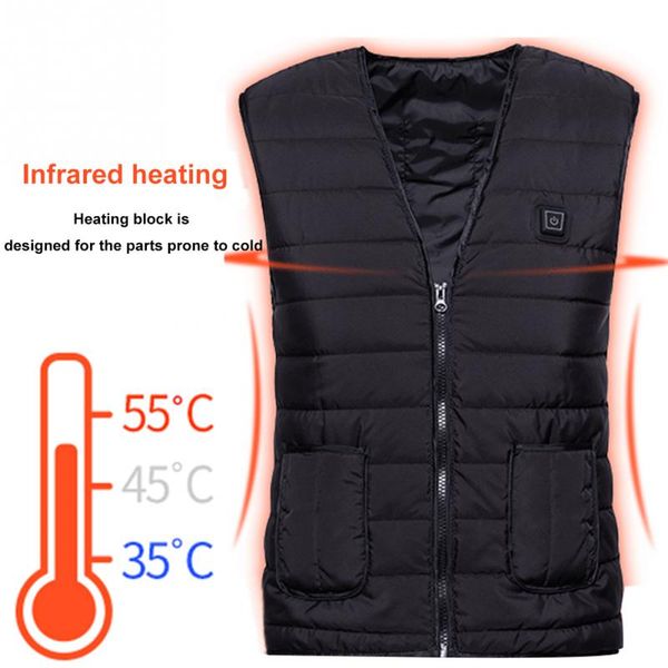 

2019 women men usb charging heating vest three grades hiking skiing one button winter