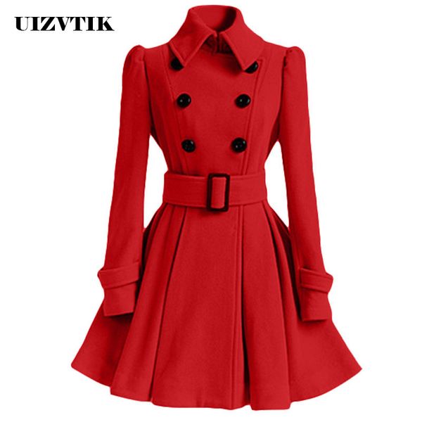 

autumn winter coat women 2019 fashion vintage slim double breasted jackets female elegant long warm white coat casaco feminino, Black