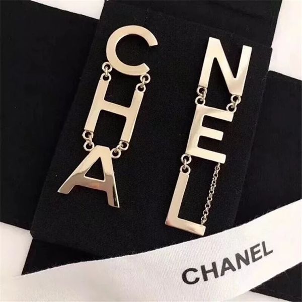 

De igner brand fa hion double layer letter channel earring teel titanium letter ear tud for women party jewelry acce orie