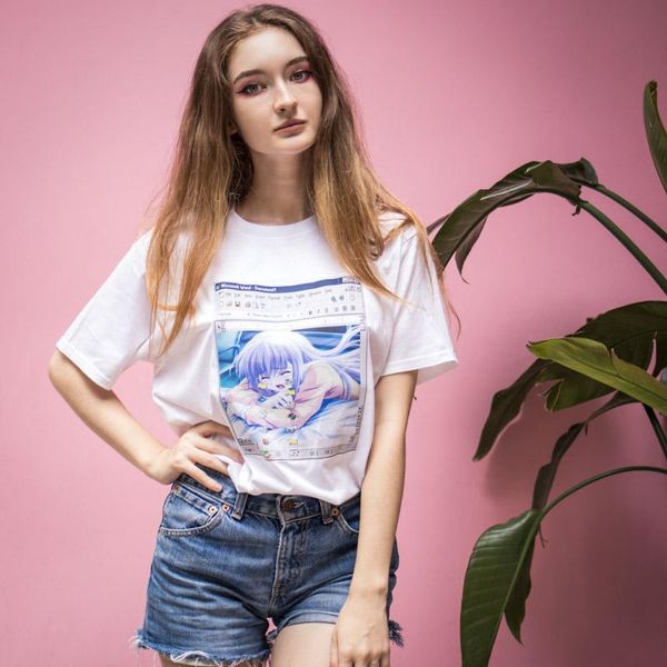 

o-обѬазнм вѬезом аниме лез плађ девђки windows 98 пеаи ђболка cawaii harajuku ulzzang  White