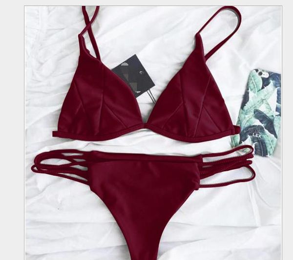 

купальник бикини сплит женский сексуальный чистый цвет купальник