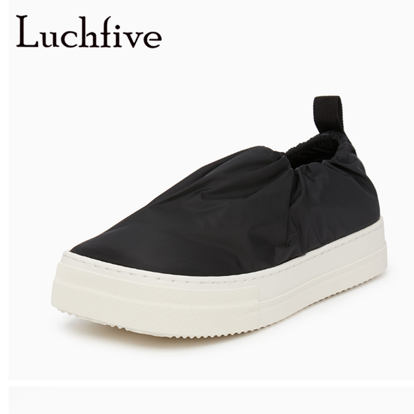 

pink black platform loafers shoes trendy square toe women pleated nylon laciness casual shoes women thick bottom flats