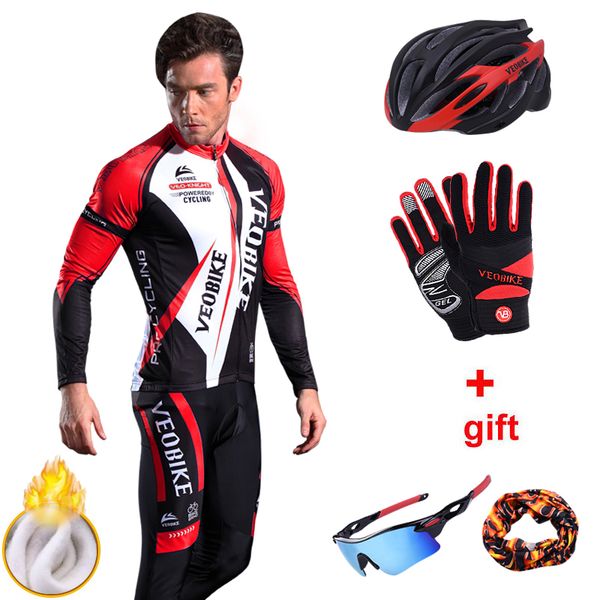 

mens cycling jersey sets long sleeve winter thermal fleece bicycle clothing men pro team mountain bike clothes riding sport wear, Black;blue
