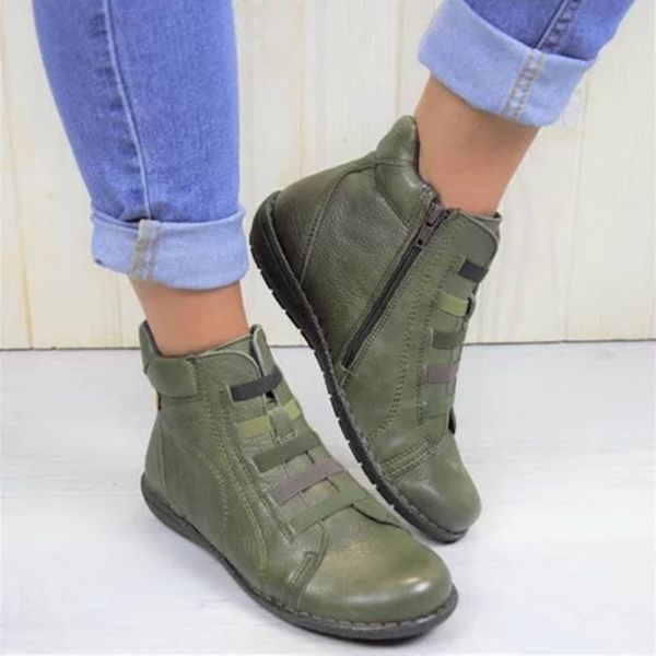 

adisputent new women natrual leather casual ankle boots comfortable quality soft handmade flat shoe blue black work women boots