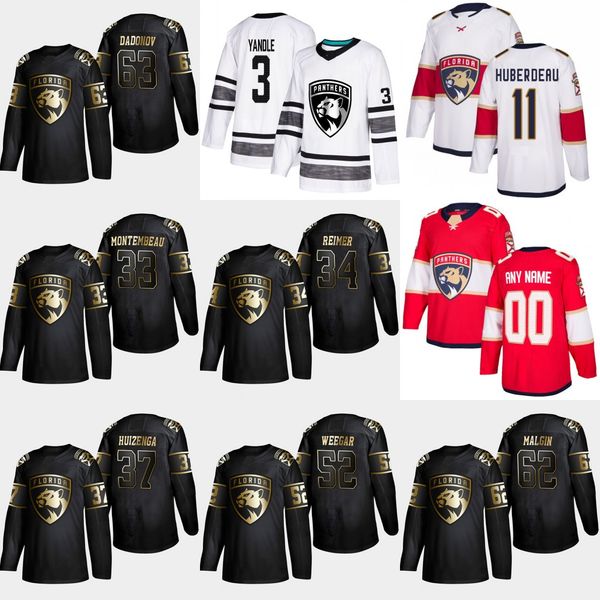 

62 Denis Malgin 2019 Gold Black Florida Panthers 37 Wayne Huizenga 33 Sam Montembeau James Reimer MacKenzie Weegar Evgenii Dadonov Jersey