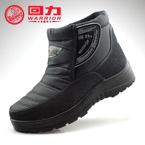 

2018winter warriror (huili) waterproof mens snow boots thick outdoor male ankle boots oxford fabric cotton-padded warm shoes, Black