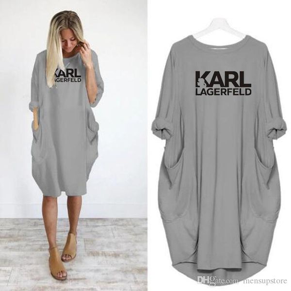 

Women karl ca ual loo e dre letter pring autumn big ize 4xl 5xl plu ize clothing dre, Black;gray