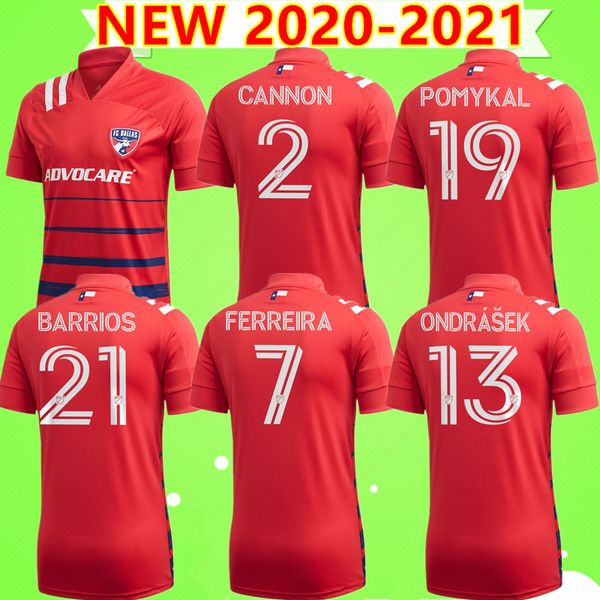 

2020 2021 soccer jerseys 20 21 mls ferreira cannon uniforms mens ondrasek pomykal barrios kit red football shirts, Black;yellow