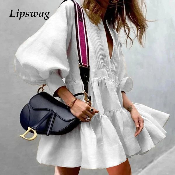 

2020 vintage v-neck button mini dress women 2020 spring summer long sleeve solid mini dresses casual a-line party dress vestidos, Black;gray