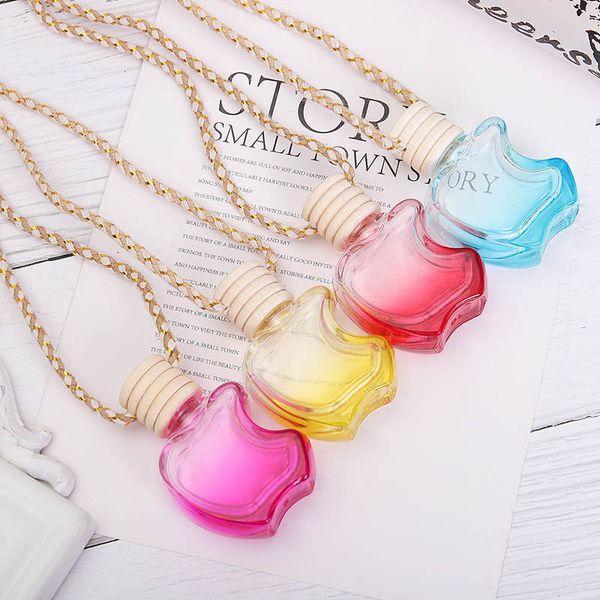 

crystal glass perfume pendant car-styling auto ornament colorful empty air freshener for essential oils car perfume bottle