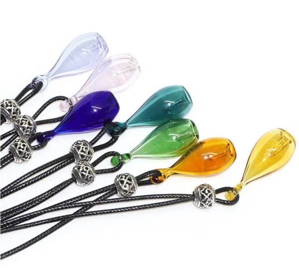 

7 colors essential oil diffuser necklace glass oil bottle aroma pendant necklaces water drops perfume bottle necklace moq 10 pcs, Silver