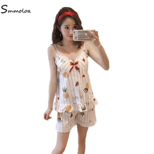 

smmoloa cute short pyjamas women cotton sleeveless pajama sets cute indoorwear, Blue;gray