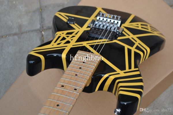 

r black with yellow color electric guitar maple fretboard 212