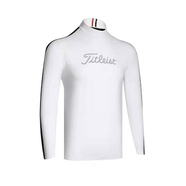 

golf men's round neck base coat with plush long sleeve golf clothes, Black;blue
