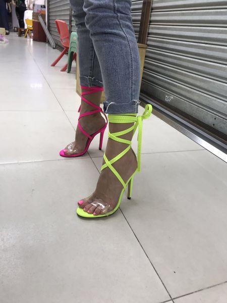 

fashion cross-tied high heels sandals for women ankle strap front rear strap thin heels summer party sandals solid shoes t200327, Black