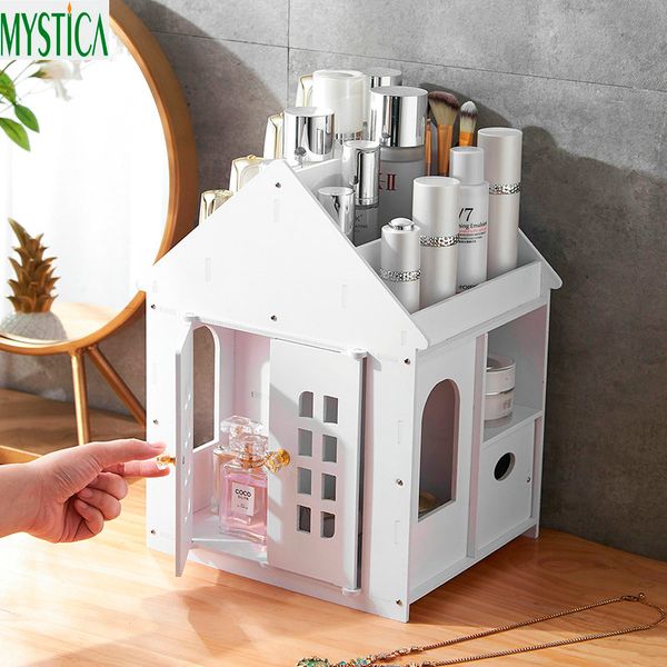 

nordic small house cosmetic organizer case villa home drawer makeup storage box deskjewelry lipstick store holder brush rack