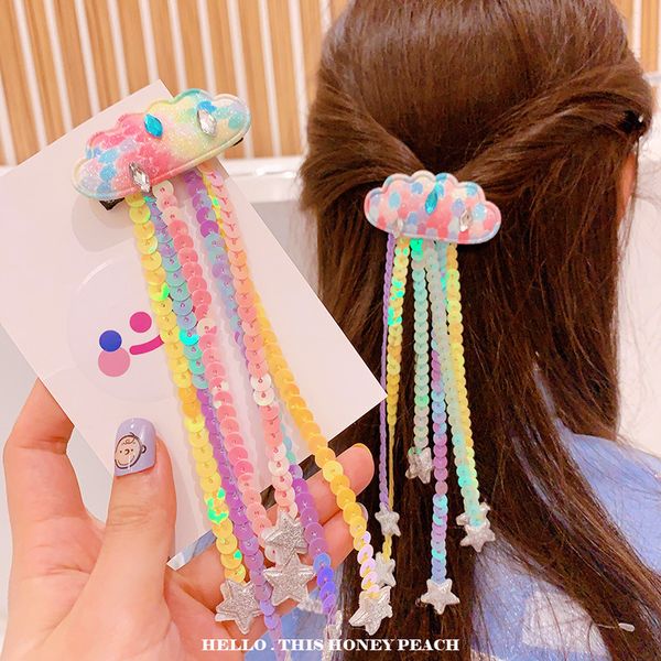

fashion sequins tassels colored sequins pendants children kids hair accessories girls hair accessories, Slivery;white