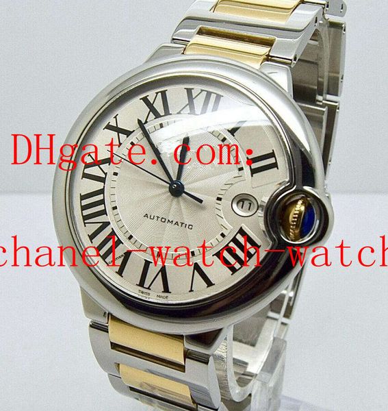 

factory supplie 3001 w69009z3 42mm 18k gold and steel men's watch mens mechanical automatic movement wristwatches, Slivery;brown