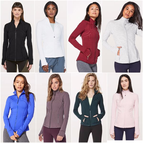 

lu-1 women yoga jacket girls running shirts ladies casual yoga outfits sportswear exercise fitness wear outer long sleeve with zipper, White;red