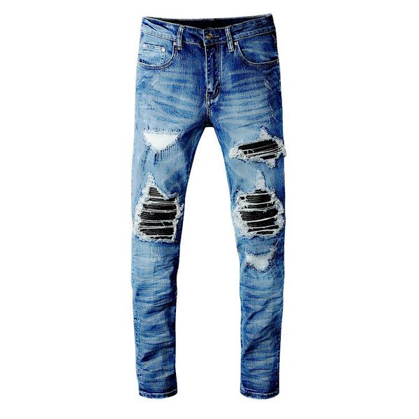 

mens designer blue denim skinny ripped locomotive luxruy jeans arn41 pants fashion high quality