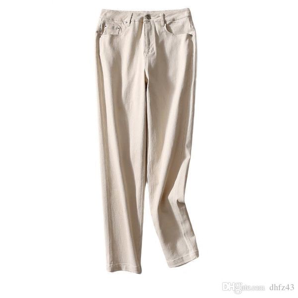 

women jeans pants beige high waist casual straight pants women were thin 2020 spring new wild fashion light jeans, Blue