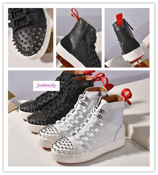 

2020 top new дизайнера бренда red bottom spike носок sneaker мужчины женщины с низким top повседневная обувь черный шип носок обувь размер 3, Black
