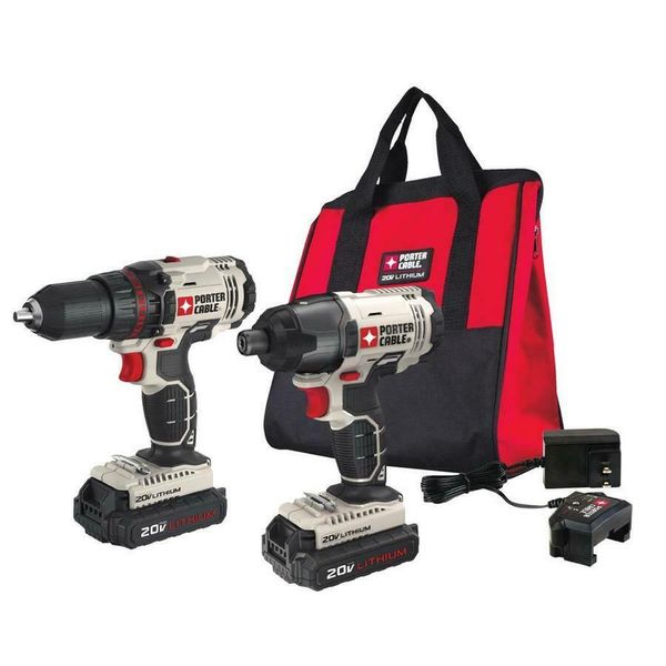 

new porter-cable 20v max cordless drill and impact driver combo kit - pcck604l2