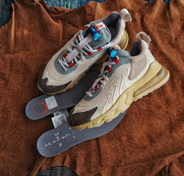 

new travis scott x air react 270s cactus trails eng light cream mens running shoes sports sneakers size 36-45 maxes