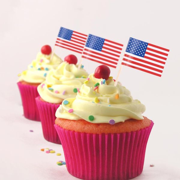 

100 pcs us flag picks bandiera americana cibo stuzzicadenti cupcake cocktail di frutta spiedi decorazione del partito di natale