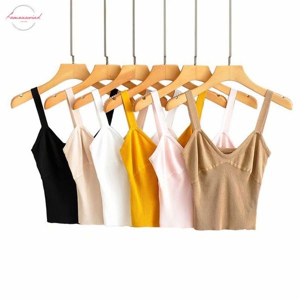 

tank 2020 summer sleeveless camis knitted camisole solid color slim t shirt crop women, White