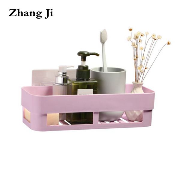 

zhang ji bathroom wall mounted no drilling storage holder racks 2 colors paste installation storage box pp material shelve zj036