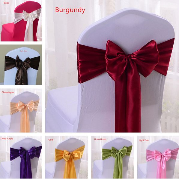17 275cm Satin Wedding Chair Sashes Burgundy Spandex Chair Cove