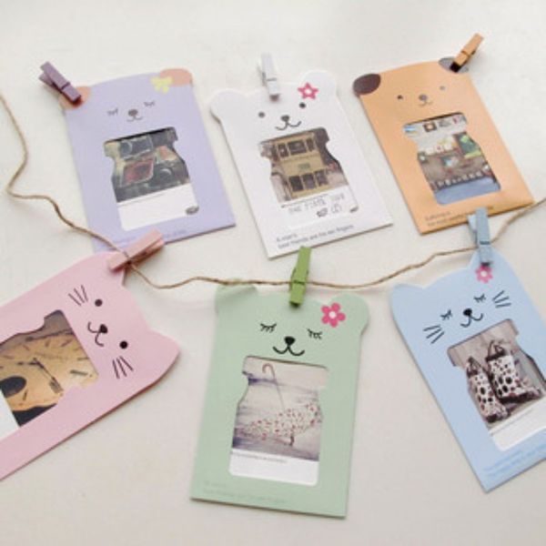 

6pcs cartoon design paper picture frame hanging frames display kraft frames for wall hanging decoration home decor