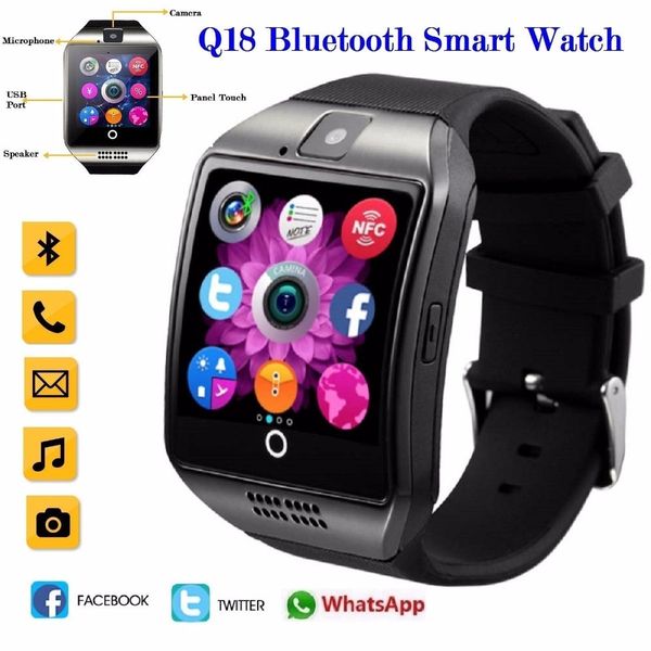 

2019 q18s bluetooth smart watch support 2g gsm sim card audio camera fitness tracker smartwatch for android ios mobile phone, Slivery;brown