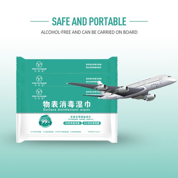 

2020 new 10pcs no alcohol disinfectant wipes hand surface clean universal sanitising wet wipe avoid exposure to viruses