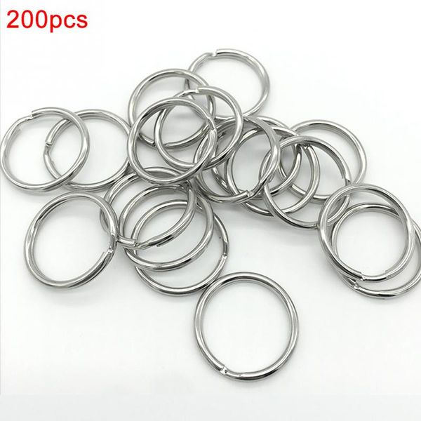 

200pcs metal hoop multifunctional gift keychain organizer removable split insert plated key ring durable round portable crafts, Silver