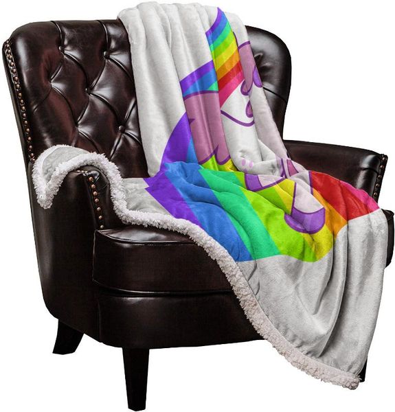 

double throw одеяло sherpa микрофибры comfort unicorn мультфильм lamb кашемир одеяло покрывало диван-кровать обложка
