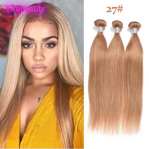 

brazilian virgin hair 27# color straight ruyibeatuy 100% human hair 27 blonde double wefts 10-28inch 3 bundles straight, Black