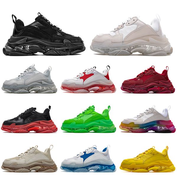 

роскошный дизайнер 17fw triple s добавляет прозрачную пузырчатую подошву мужчины женщины спортивные кроссовки неоновая зеленая радуга повсед