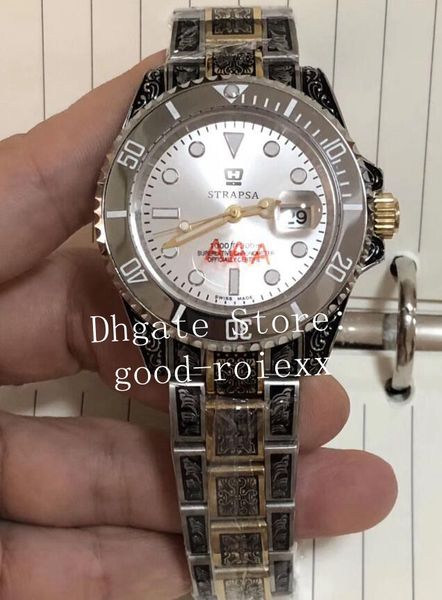 

5 colour dial men's watch mens mechanical 2813 men gold steel carving punk bracelet ceramic bezel sub perpetual sport 116619 luxury wat, Slivery;brown