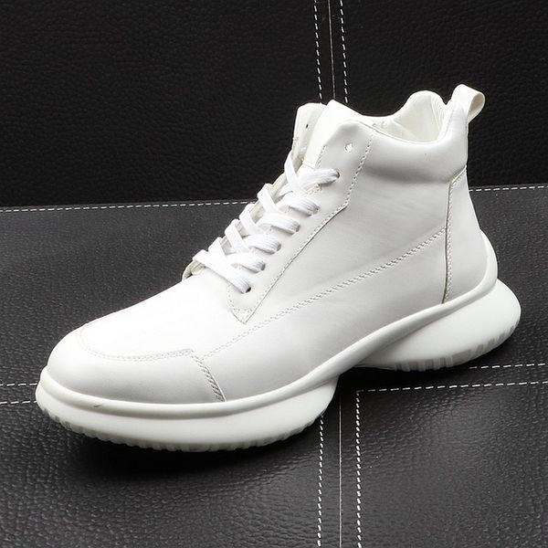 Homens Moda Casual Botas Primavera Outono High Top Hip Hop Grosso inferior Sneakers homens Juventude Trending Branca Shoes