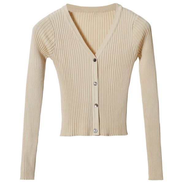 

spring and autumn v-neck pit slim knit women's sweater short small outside cardigan 1803, White