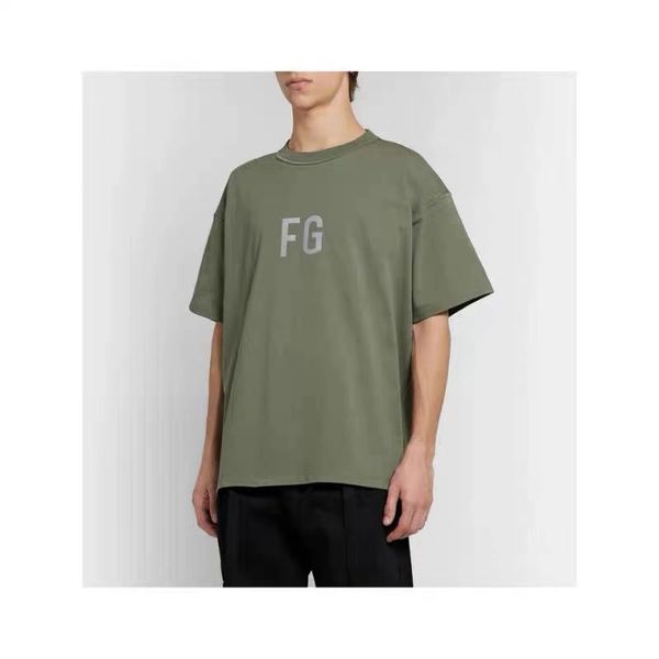 

summer mens designer t-shirts fear of god fg t-shirt reflective letter printed short sleeved t-shirt olives, White;black