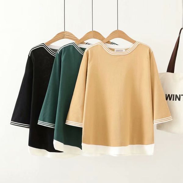 

plus size casual t-shirts 2019 spring summer "women clothing fashion ice knitting upper garment f6-195, White