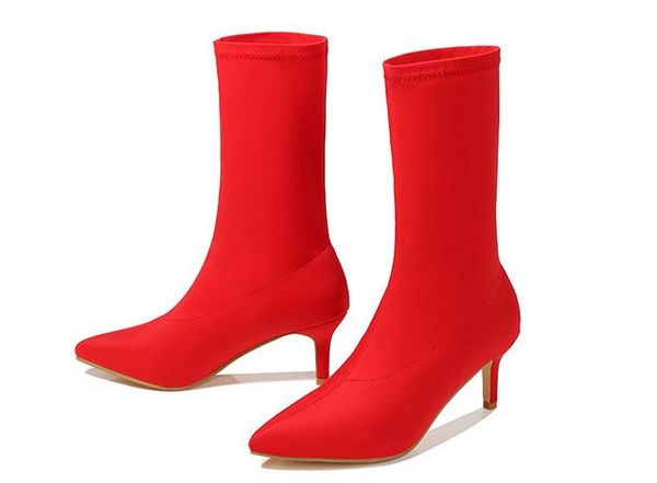 

new ankle long boots women pointed toe letter high heel shoes woman fashion runway long boots 35-42, Black