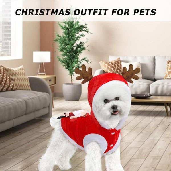 

pet dog cat с капюшоном ткань красный симпатичные velvet санта elk одежды рождество хеллоуин костюм котик щенок туалетный принадлежности